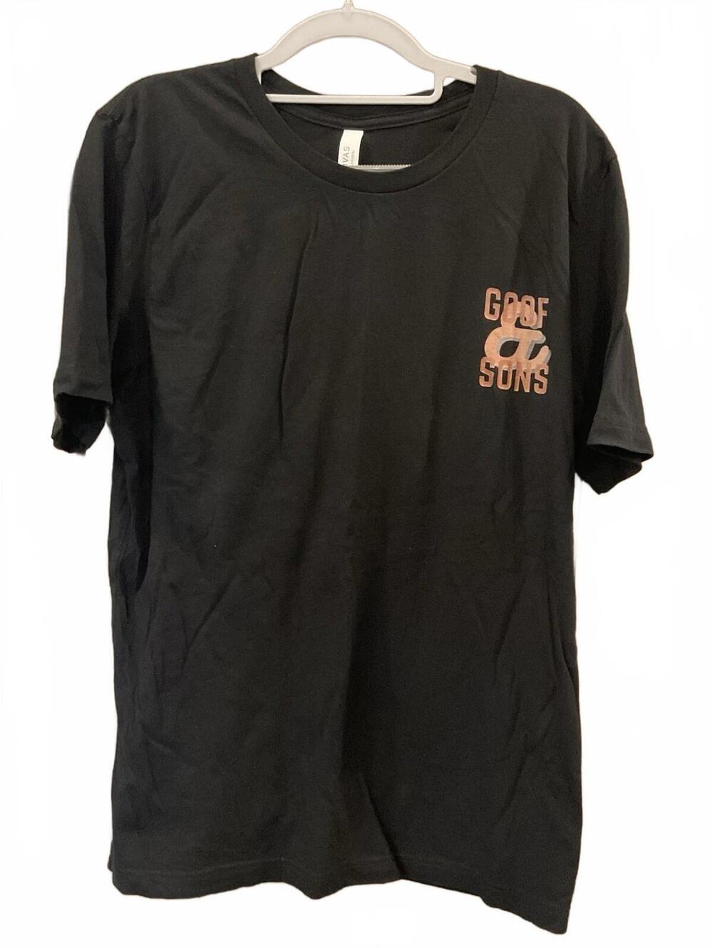 Canvas Bella Mens Crew Neck Short Sleeve Black Goof & Sons Tire Tee Size L